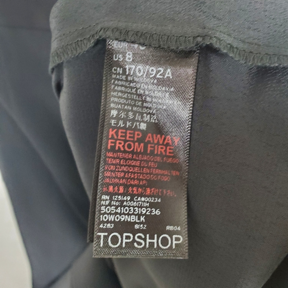 Topshop NWT black Ruffle button down slip dress US 8 - Picture 6 of 6